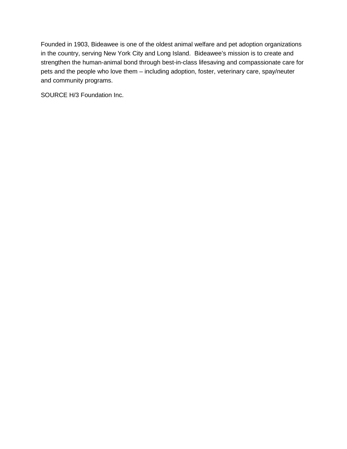 H/3 Foundation and Bideawee Deepen Their Partnership to Give a Dog Named Kobe a Second Chance - page 3